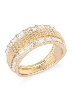 Pure Shine Baguette 14K (or 18k upon request) Yellow Gold Diamond Band Ring